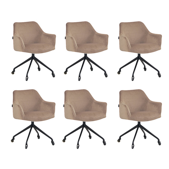 Bronx71 Eetkamerstoel met wieltjes Quinn taupe velvet -