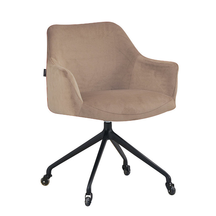 Bronx71 Eetkamerstoel met wieltjes Quinn taupe velvet -