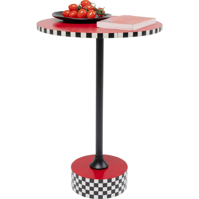 Kare Bijzettafel Domero Checkers Red Ø40cm