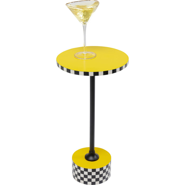 Kare Bijzettafel Domero Checkers Yellow Ø25cm