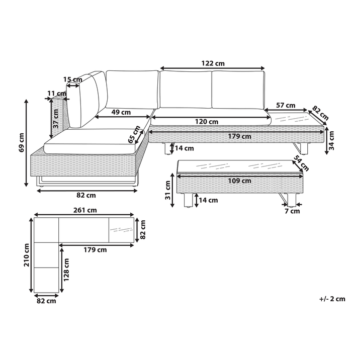 Beliani - LANCIANO - Loungeset voor 5 - Grijs - PE rotan