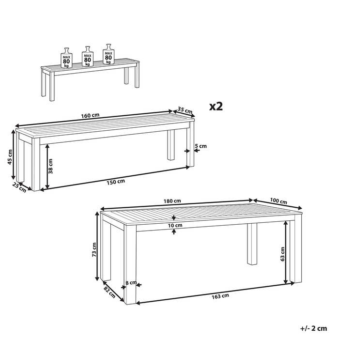 Beliani-TUSCANIA -Tuinset voor 6-Donkere houtkleur-Eucalyptushout