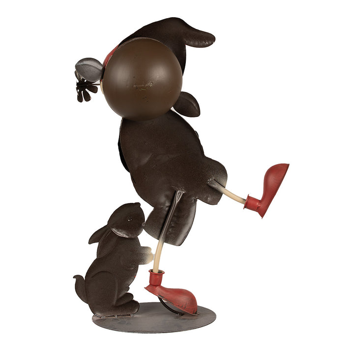 Clayre & Eef Decoratie Beeld Kabouter 55 cm Roze Metaal