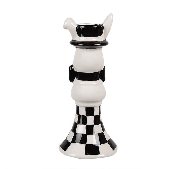 Clayre & Eef Kandelaar Konijn 17 cm Wit Zilverkleurig Keramiek