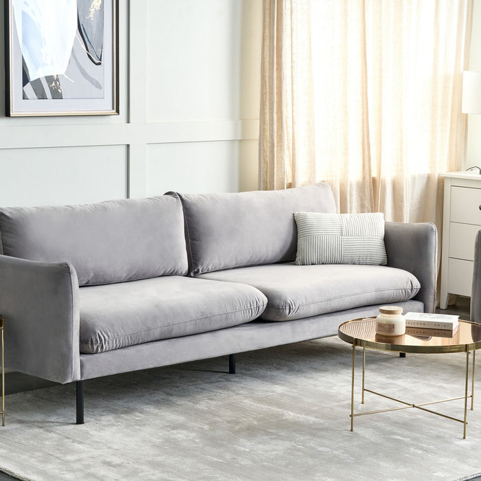Beliani - VINTERBRO - Driezitsbank - Grijs - Fluweel