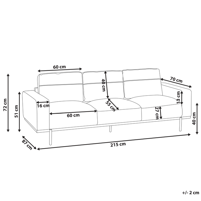 Beliani - SOVIK - Driezitsbank - Zwart - Kunstleer