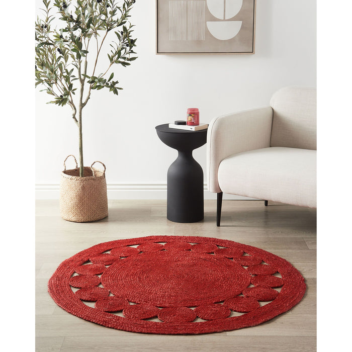 Beliani - KOYUNLU - Laagpolig vloerkleed - Rood - 120 cm - Jute
