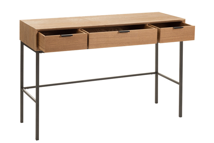 J-Line console 3 Laden - hout|metaal - naturel