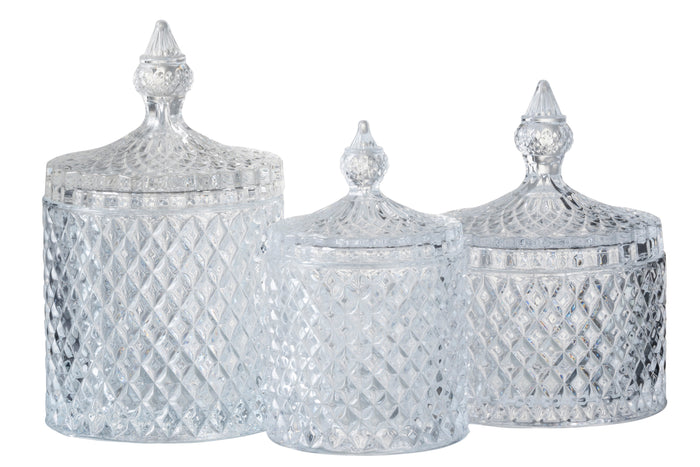 J-Line voorraadpot Geslepen Cilinder - glas - transparant - large