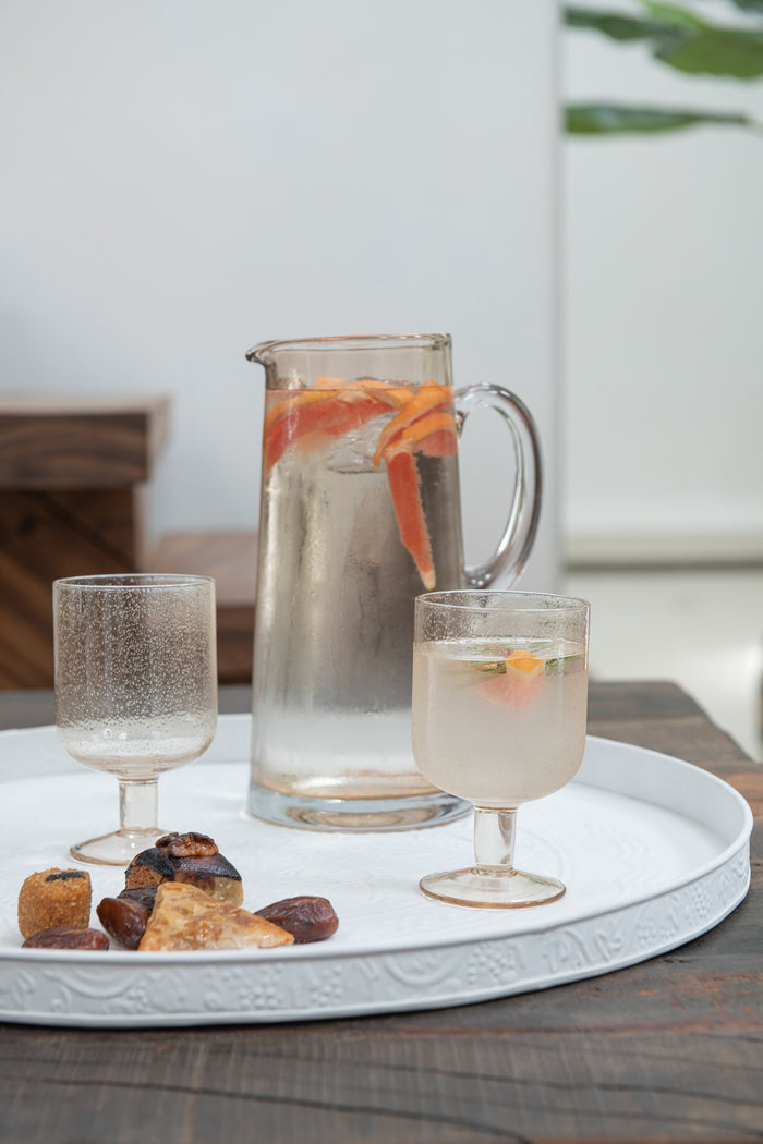 J-Line plateau Rond Klassiek - ijzer - wit - large