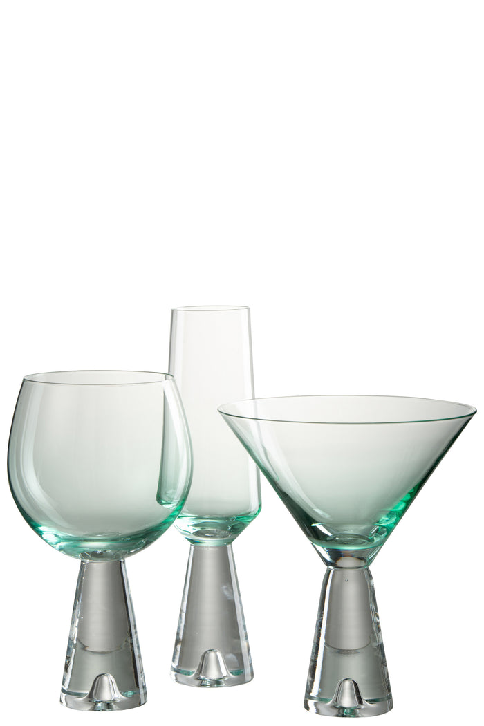 J-Line glas cocktail Lewis - glas - azuur - 4 stuks