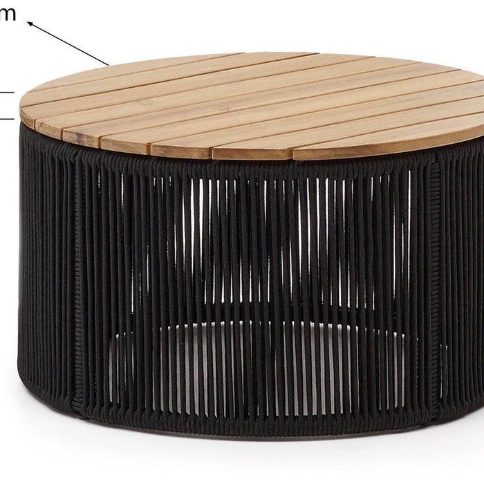 Kave Home - Salontafel Dandara van staal, zwart touw en massief