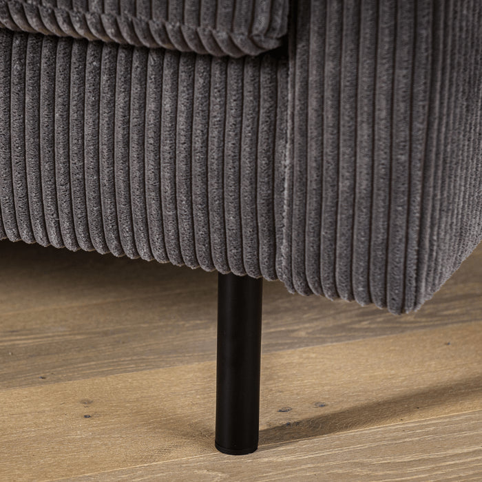 Vurna Glasco 3-zits hoekbank rechts rib antraciet