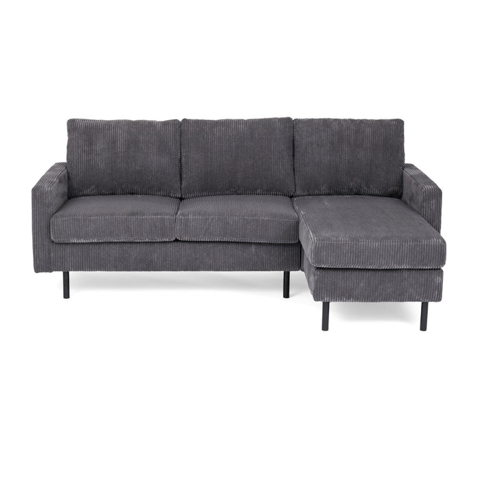 Vurna Glasco 3-zits hoekbank rechts rib antraciet