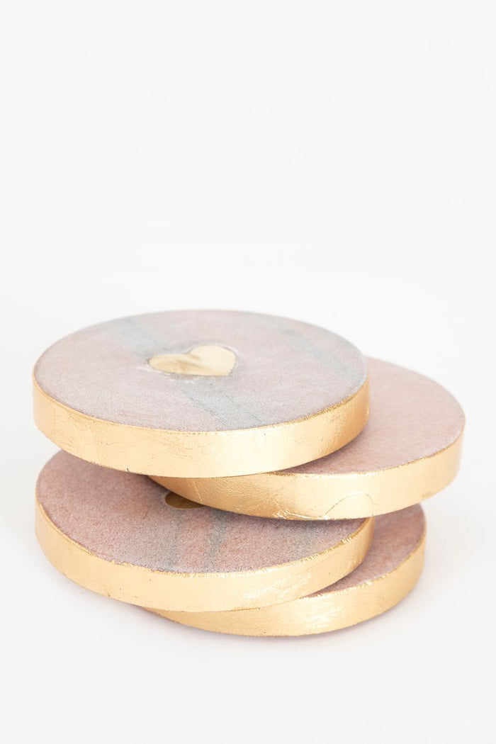 Sissy-Boy Lichtroze marmeren glasonderzetters met hart-4st.