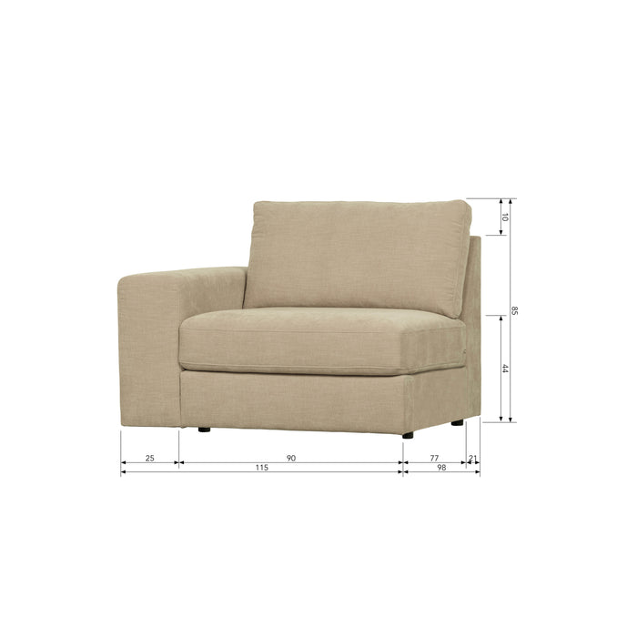 vtwonen Family 1-Zits Bank Element Met Arm Links - Polyester - Zand