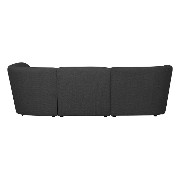 WOOOD Coco 3-Zits Ronding Rechts - Bouclé - Donkergrijs - 70x230x138