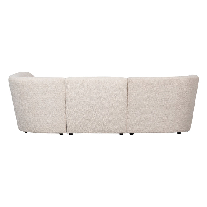 WOOOD Coco 3-Zits Ronding Rechts - Bouclé - Creme - 70x230x138