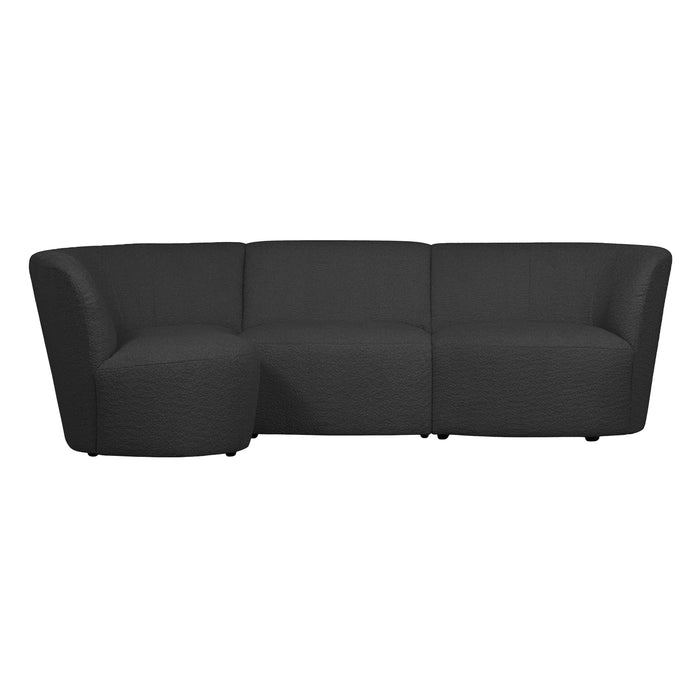 WOOOD Coco 3-Zits Ronding Links - Bouclé - Donkergrijs - 70x230x138