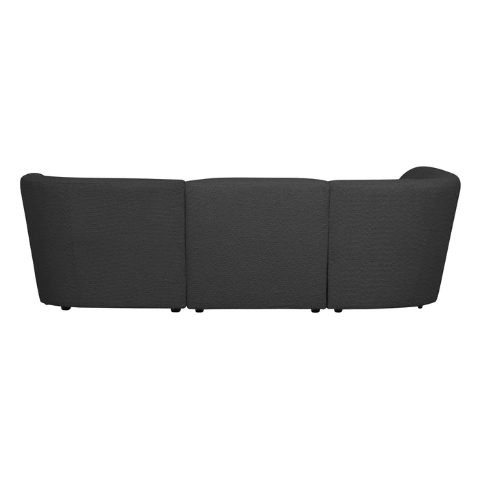 WOOOD Coco 3-Zits Ronding Links - Bouclé - Donkergrijs - 70x230x138