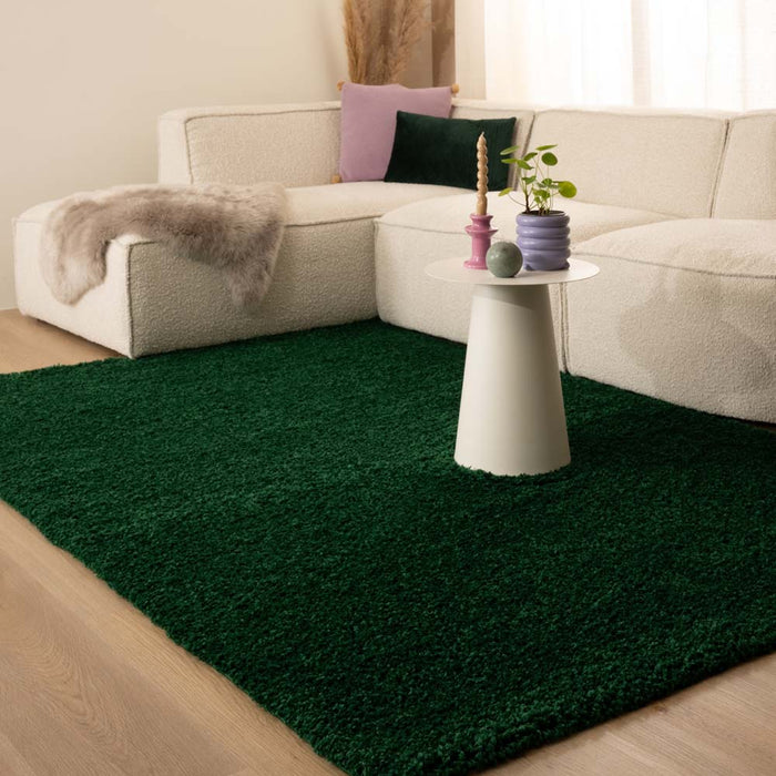 Tapeso Hoogpolig vloerkleed shaggy Trend effen - jade - 120x170 cm