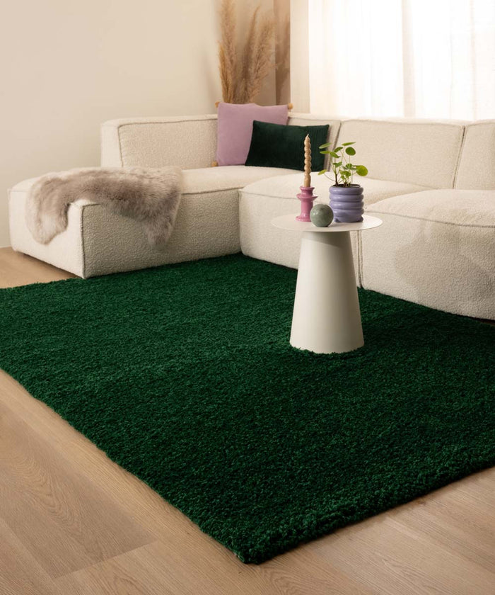 Tapeso Hoogpolig vloerkleed shaggy Trend effen - jade - 120x170 cm