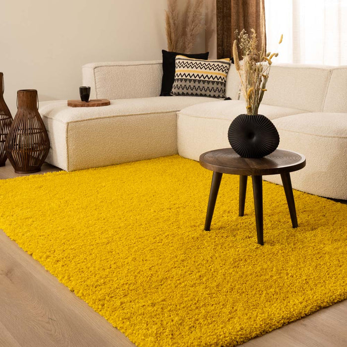 Tapeso Hoogpolig vloerkleed shaggy Trend effen - geel - 240x340 cm