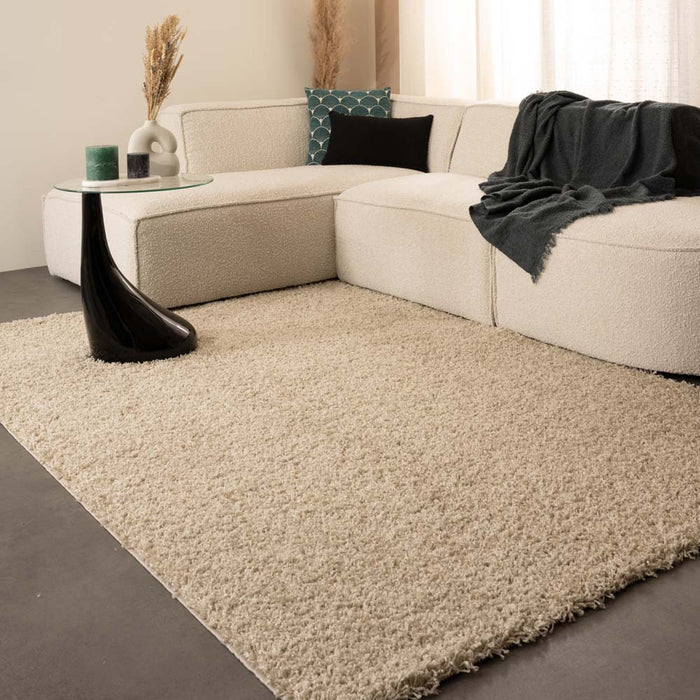 Tapeso Hoogpolig vloerkleed shaggy Trend effen - champagne - 120x170