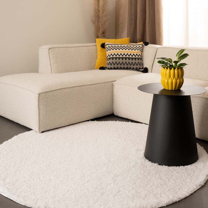 Tapeso Rond hoogpolig vloerkleed shaggy Trend effen - wit - 240 cm