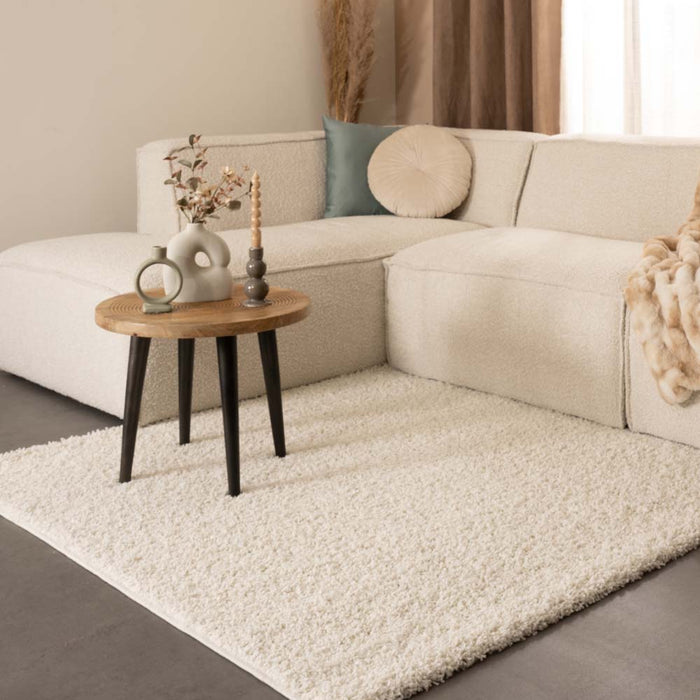 Tapeso Vierkant hoogpolig vloerkleed shaggy Trend effen - ivoor -