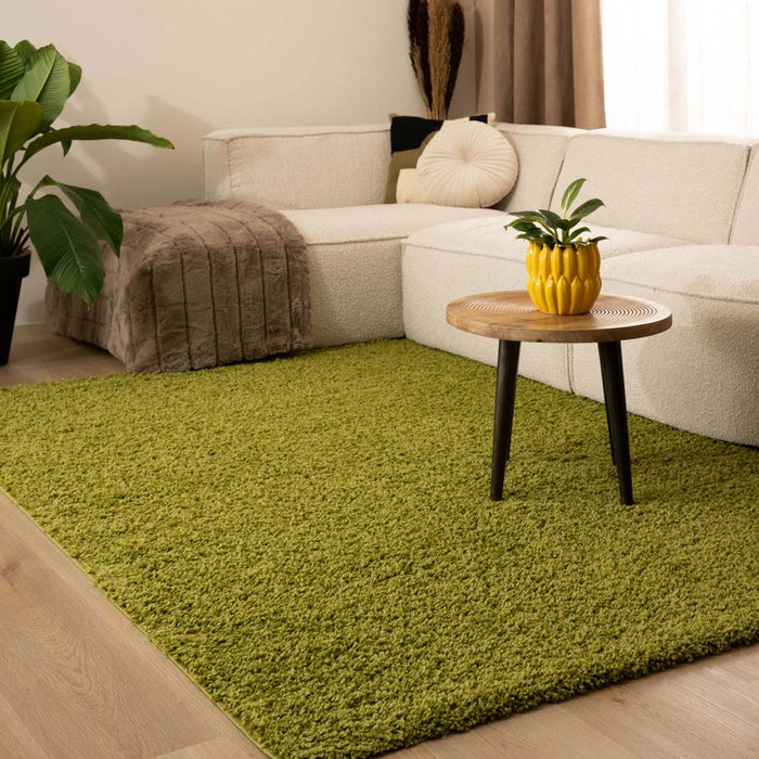 Tapeso Hoogpolig vloerkleed shaggy Trend effen - groen - 160x230 cm