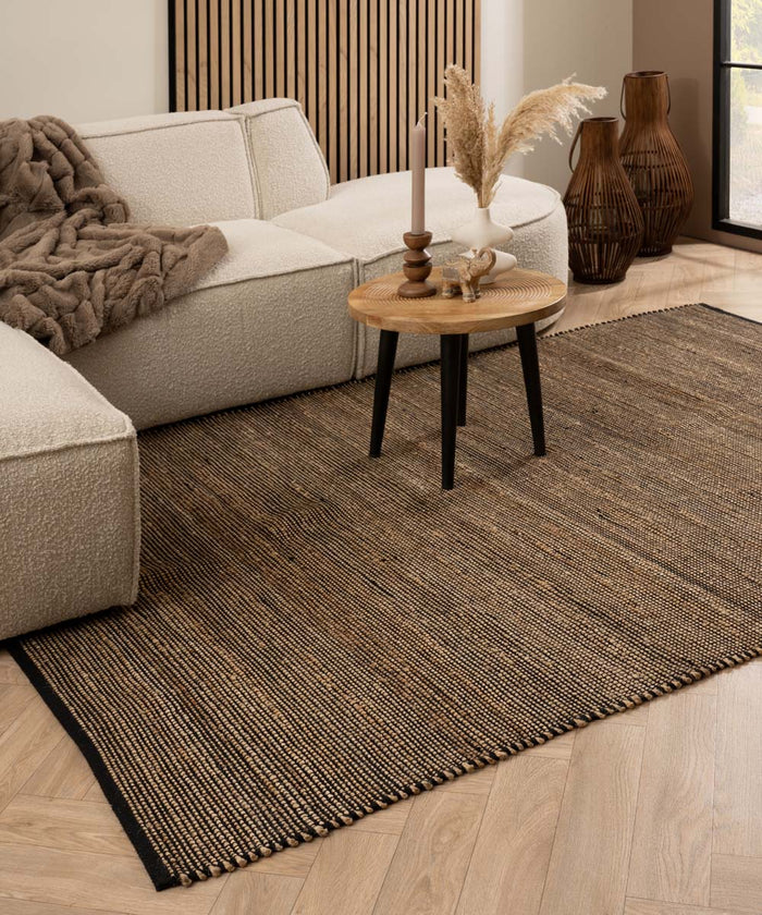 Boho&me Jute vloerkleed - Torget naturel|zwart - 120x170 cm