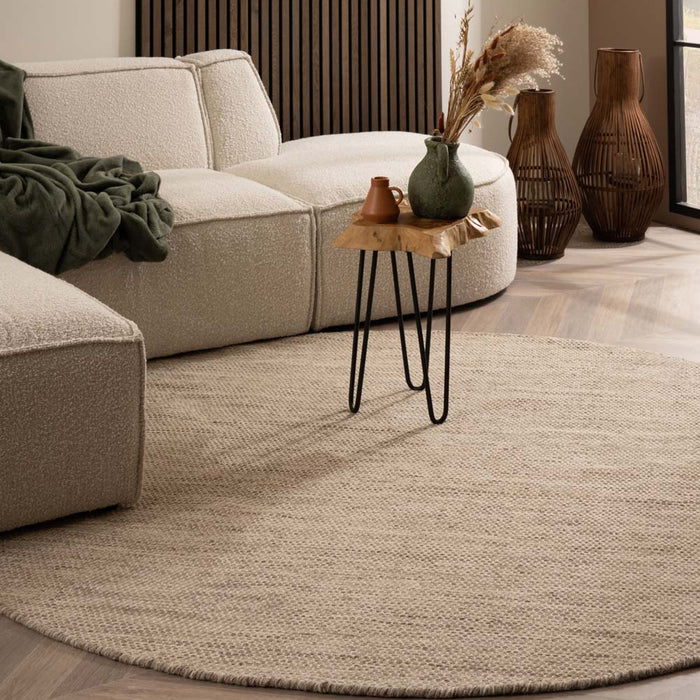 Nordic Weavers Rond wollen vloerkleed - Ulstein naturel|grijs - 300 cm