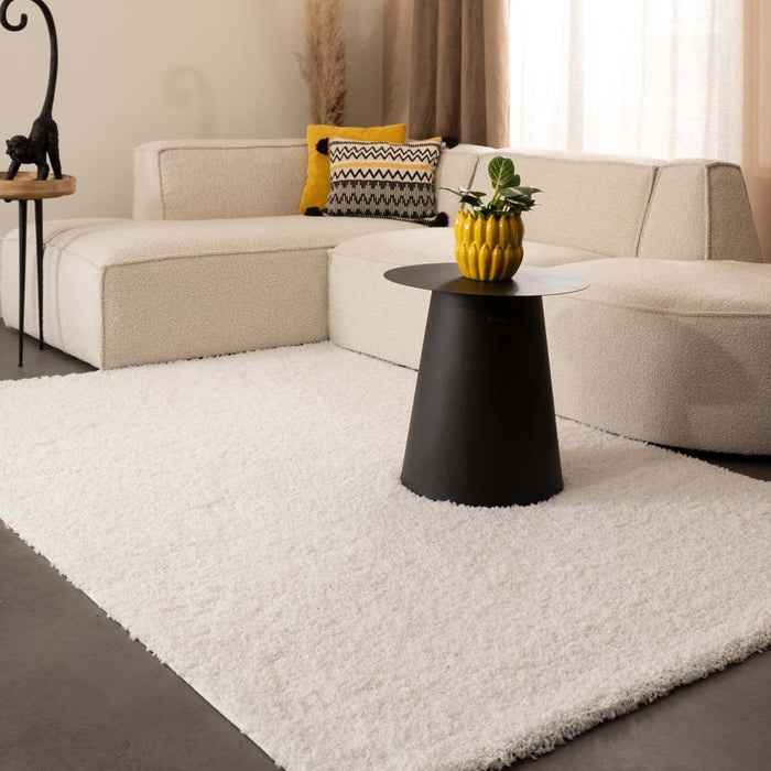 Tapeso Hoogpolig vloerkleed shaggy Trend effen - wit - 60x110 cm