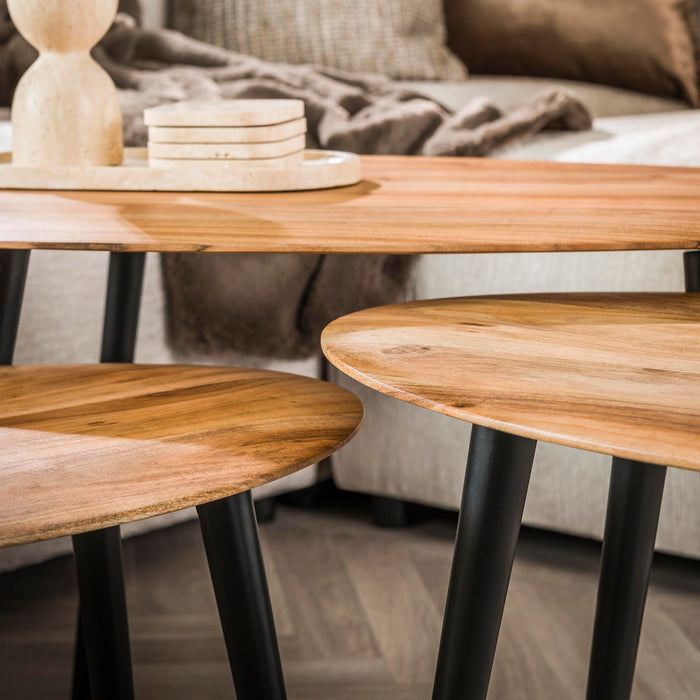Fraaai Marc salontafel set van 3 organisch - acacia naturel