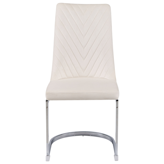 Beliani - ALTOONA - Eetkamerstoel - Gebroken wit - Fluweel