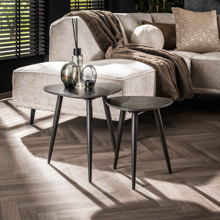 Fraaai Timothy bijzettafel set van 2 - keramiek zwart