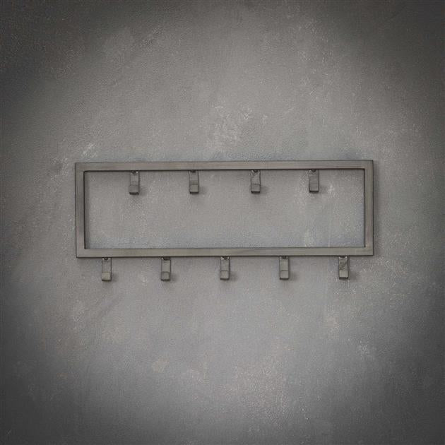 Hoyz - Kapstok Industrieel met 9 haken - Grijs - Wandkapstok 50cm