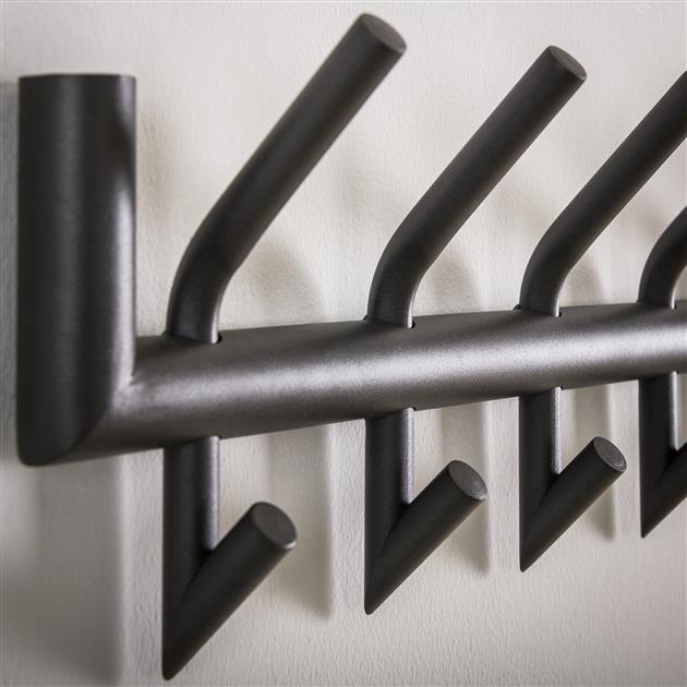 Hoyz - Kapstok Industrieel met 16 haken - Grijs - Wandkapstok 78cm