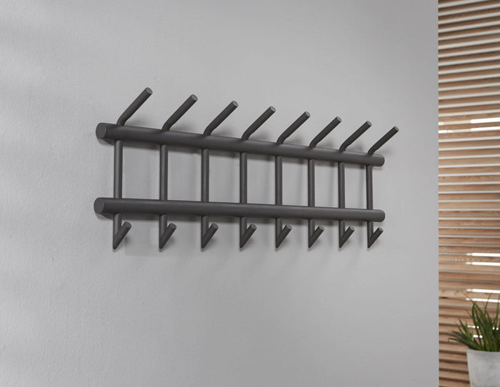 Hoyz - Kapstok Industrieel met 19 haken - Grijs - Wandkapstok 90cm