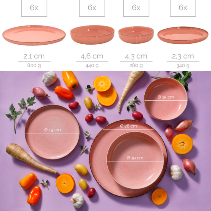 Palmer Serviesset Antigo Porselein 6-persoons 24-delig Roze