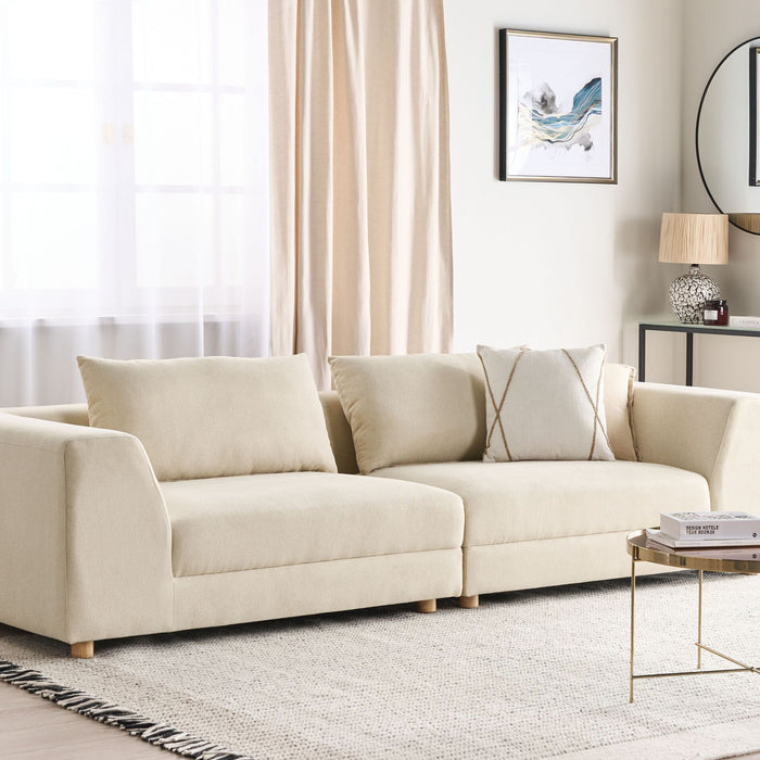 Beliani - LERMON - Driezitsbank - Beige - Polyester