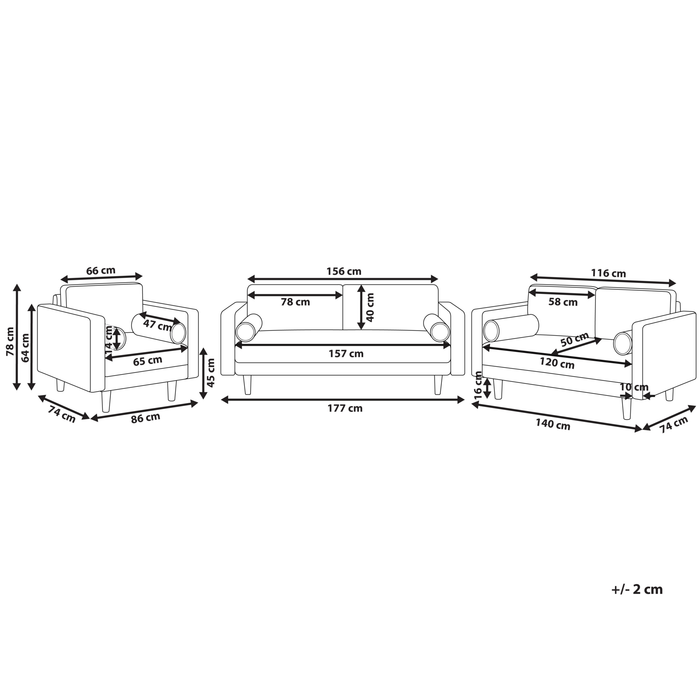 Beliani - NURMO - Woonkamer set 6-zits - Goudbruin - Polyester
