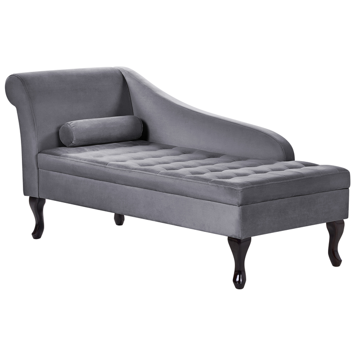 Beliani - PESSAC - Chaise longue - Donkergrijs - Linkerzijde - Fluweel