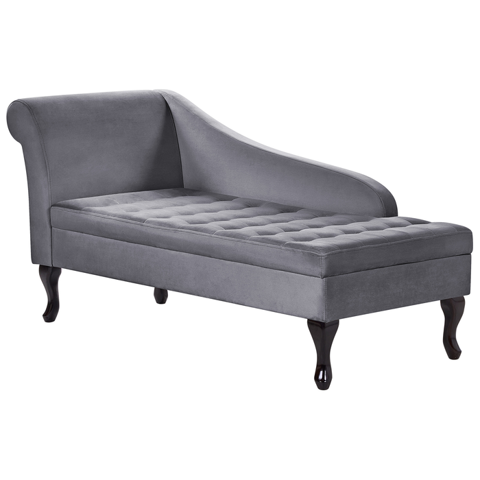 Beliani - PESSAC - Chaise longue - Donkergrijs - Linkerzijde - Fluweel
