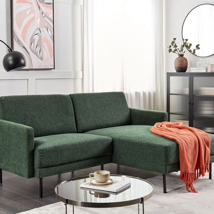 Beliani - BREDA - Hoekbank - Donkergroen - Linkszijdig - Polyester
