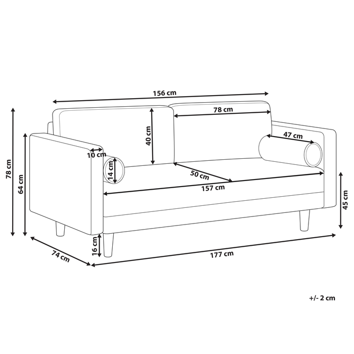 Beliani - NURMO - Driezitsbank - Lichtbeige - Polyester