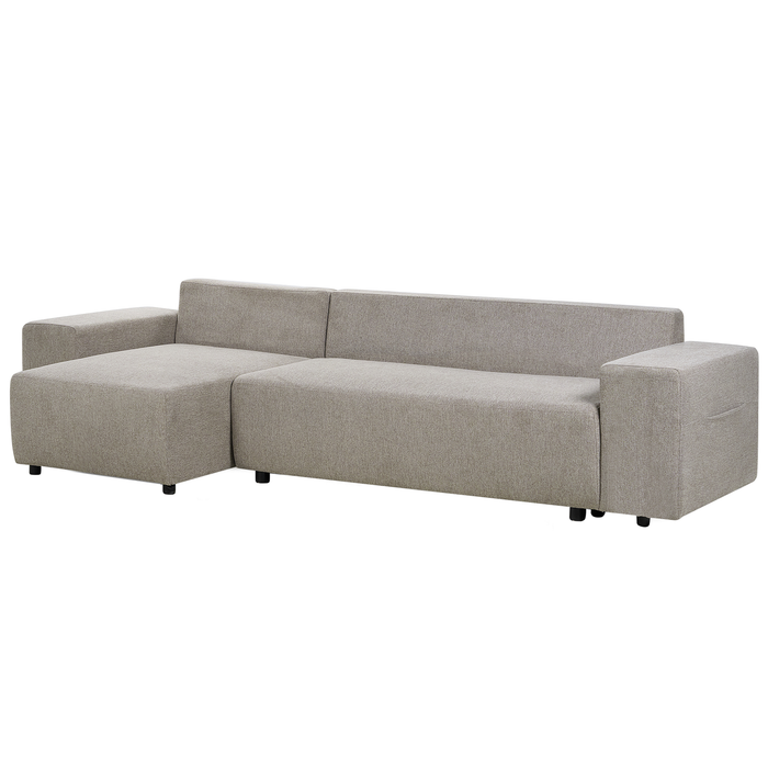 Beliani-LUSPA-Hoekbank met opbergruimte-Taupe-Rechtszijdig-Stof