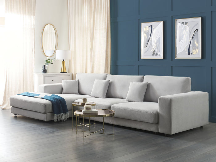 Beliani-LOFOTEN-Hoekbank 4-zits-Lichtgrijs-Rechtszijdig-Polyester