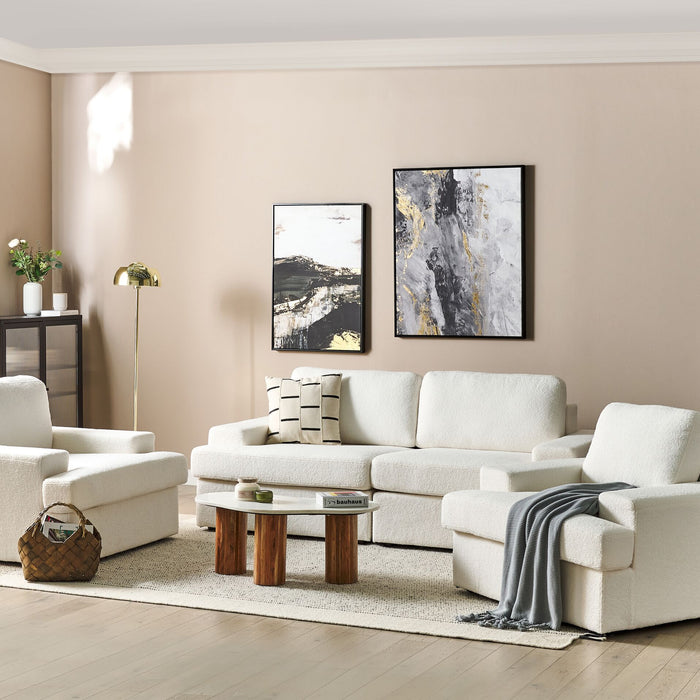 Beliani - ALLA - Bankenset 5-zits - Gebroken wit - Bouclé